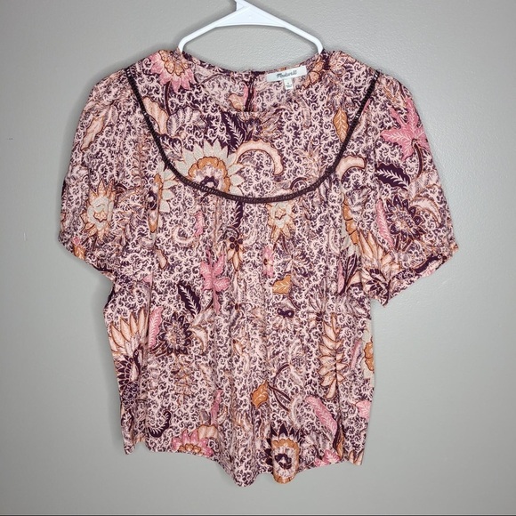 NWT Madewell Yoked Puff-Sleeve Top in Bali Blooms - Picture 5 of 8